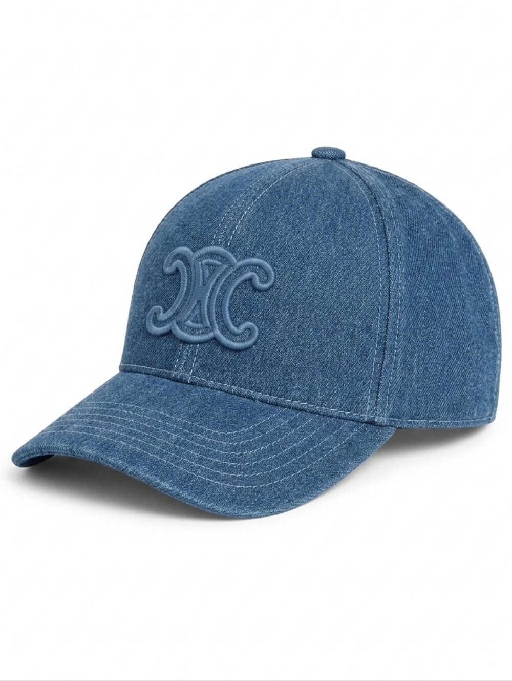 🔥NWT‼️✨ CELINE ✨ Authentic Denim Blue Triomphe Baseball Cap Hat - Unisex - Picture 10 of 12